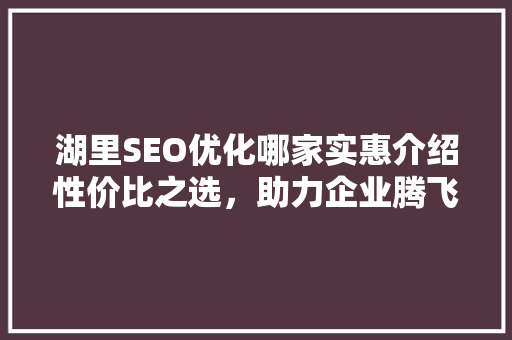 湖里SEO优化哪家实惠介绍性价比之选，助力企业腾飞 必应SEO