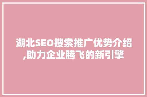 湖北SEO搜索推广优势介绍,助力企业腾飞的新引擎 神马SEO