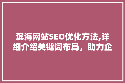 滨海网站SEO优化方法,详细介绍关键词布局，助力企业高效推广