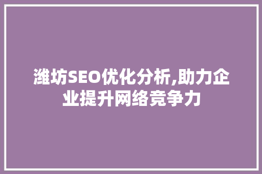 潍坊SEO优化分析,助力企业提升网络竞争力 百度SEO