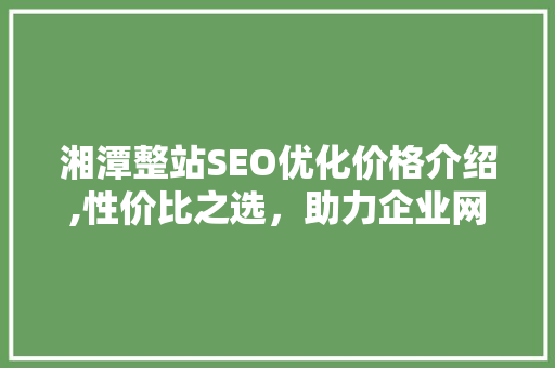 湘潭整站SEO优化价格介绍,性价比之选，助力企业网络营销腾飞