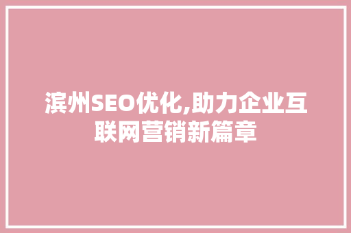 滨州SEO优化,助力企业互联网营销新篇章 网站建设公司
