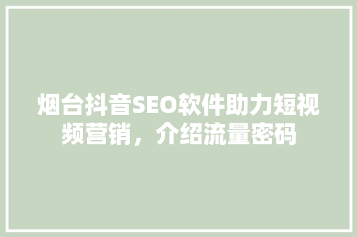 烟台抖音SEO软件助力短视频营销，介绍流量密码 必应SEO