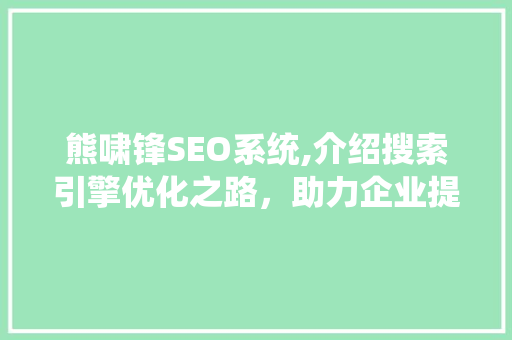 熊啸锋SEO系统,介绍搜索引擎优化之路，助力企业提升在线竞争力