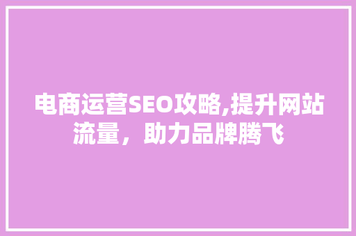 电商运营SEO攻略,提升网站流量,助力品牌腾飞 神马SEO 电商运营SEO攻略,提升网站流量,助力品牌腾飞 神马SEO