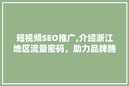 短视频SEO推广,介绍浙江地区流量密码，助力品牌腾飞 网站建设公司