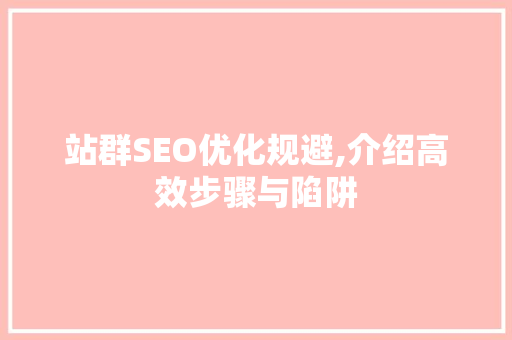 站群SEO优化规避,介绍高效步骤与陷阱