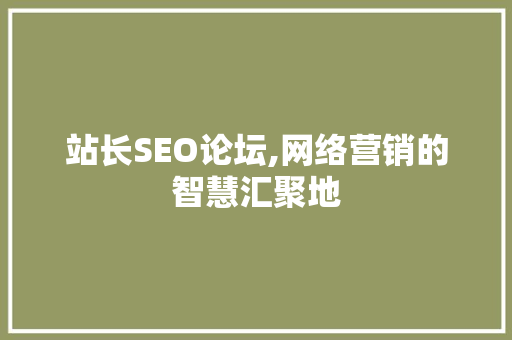 站长SEO论坛,网络营销的智慧汇聚地