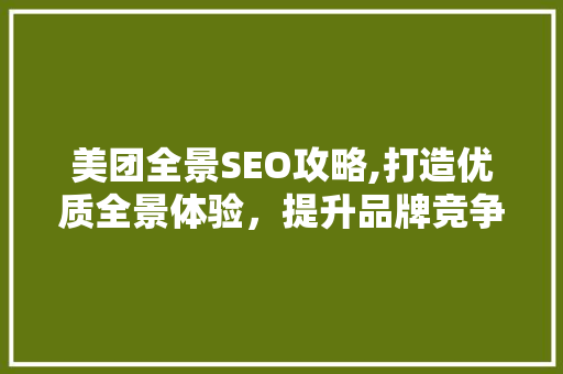美团全景SEO攻略,打造优质全景体验，提升品牌竞争力 神马SEO