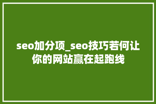 seo加分项_seo技巧若何让你的网站赢在起跑线 seo加分项_seo技巧若何让你的网站赢在起跑线 神马SEO
