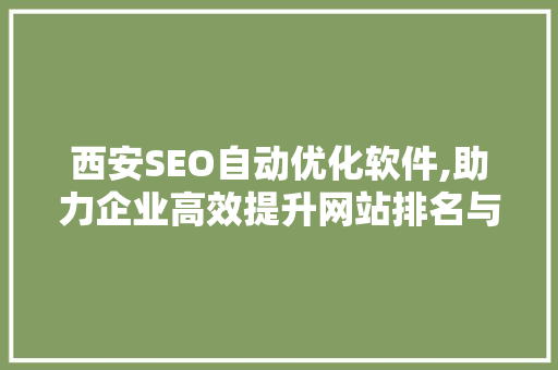 西安SEO自动优化软件,助力企业高效提升网站排名与流量 SEO关键词