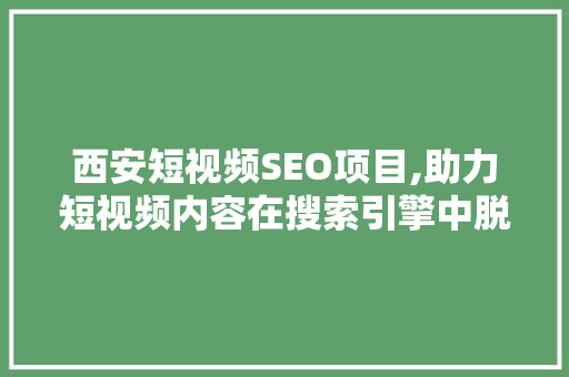 西安短视频SEO项目,助力短视频内容在搜索引擎中脱颖而出 网站建设公司