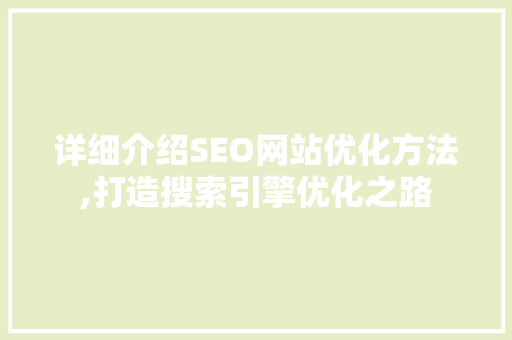 详细介绍SEO网站优化方法,打造搜索引擎优化之路 网站建设公司