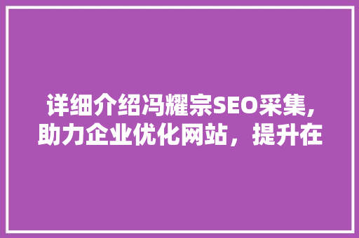 详细介绍冯耀宗SEO采集,助力企业优化网站，提升在线竞争力 百度SEO