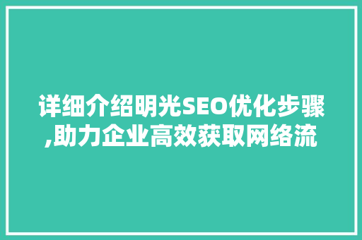 详细介绍明光SEO优化步骤,助力企业高效获取网络流量 搜狗SEO