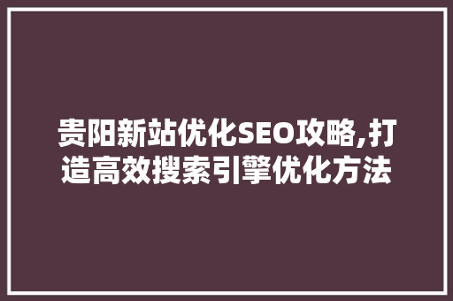 贵阳新站优化SEO攻略,打造高效搜索引擎优化方法 SEO关键词