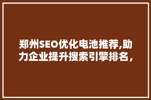 郑州SEO优化电池推荐,助力企业提升搜索引擎排名，抢占市场先机 百度SEO