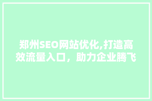 郑州SEO网站优化,打造高效流量入口，助力企业腾飞 网站建设公司