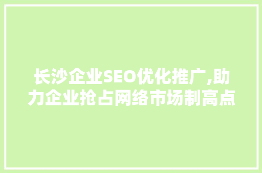 长沙企业SEO优化推广,助力企业抢占网络市场制高点 SEO关键词