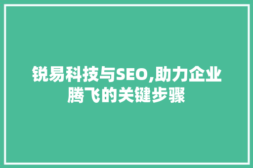 锐易科技与SEO,助力企业腾飞的关键步骤 百度SEO