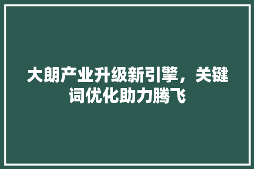 大朗产业升级新引擎，关键词优化助力腾飞 百度SEO