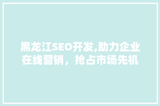 黑龙江SEO开发,助力企业在线营销，抢占市场先机 SEO关键词