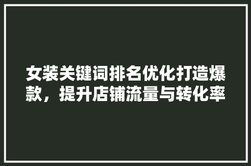 女装关键词排名优化打造爆款，提升店铺流量与转化率 网站建设公司