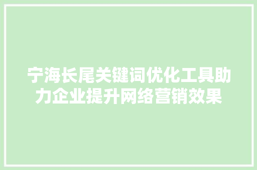 宁海长尾关键词优化工具助力企业提升网络营销效果 网站建设公司