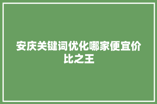 安庆关键词优化哪家便宜价比之王 神马SEO