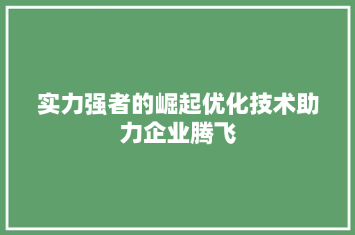 实力强者的崛起优化技术助力企业腾飞 搜狗SEO