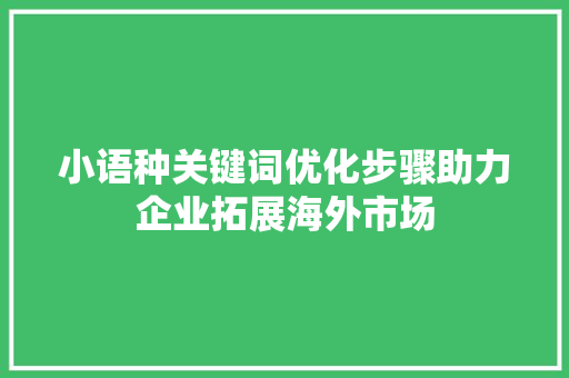 小语种关键词优化步骤助力企业拓展海外市场 神马SEO