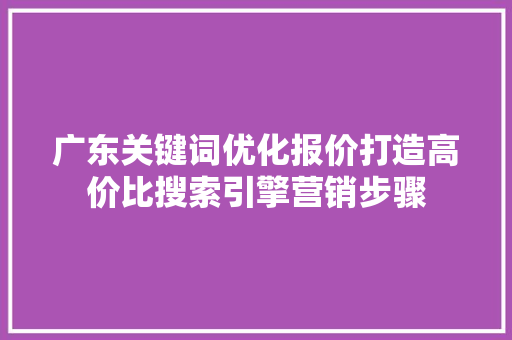 广东关键词优化报价打造高价比搜索引擎营销步骤 网站建设公司