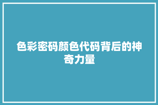 色彩密码颜色代码背后的神奇力量 必应SEO