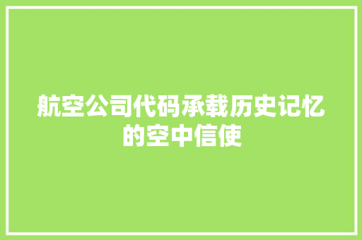 航空公司代码承载历史记忆的空中信使 百度SEO