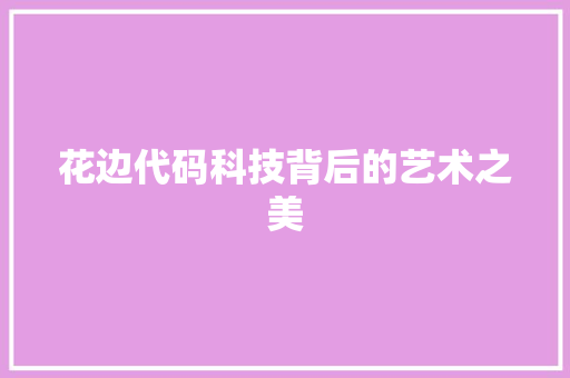 花边代码科技背后的艺术之美 百度SEO