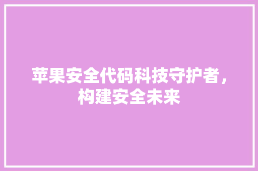 苹果安全代码科技守护者，构建安全未来 SEO关键词
