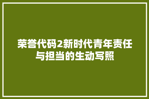 荣誉代码2新时代青年责任与担当的生动写照 必应SEO