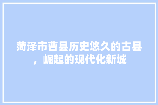 菏泽市曹县历史悠久的古县，崛起的现代化新城 百度SEO