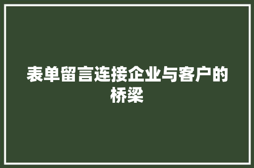 表单留言连接企业与客户的桥梁 必应SEO