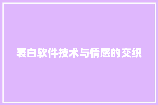 表白软件技术与情感的交织 百度SEO