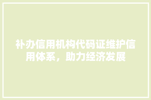 补办信用机构代码证维护信用体系，助力经济发展