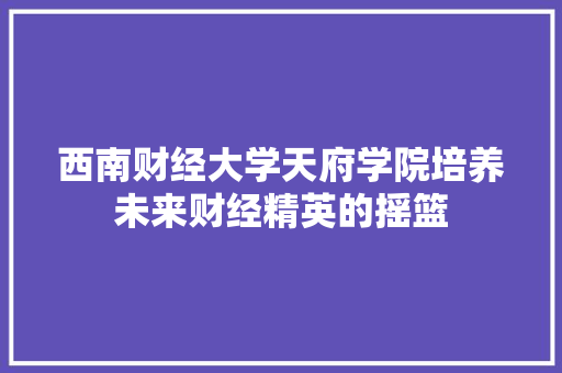 西南财经大学天府学院培养未来财经精英的摇篮 SEO关键词