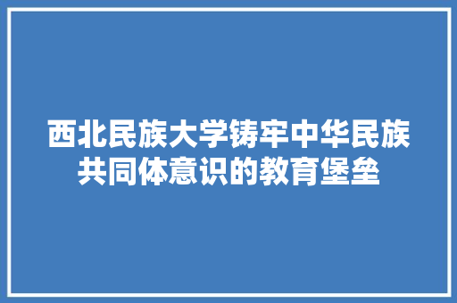 西北民族大学铸牢中华民族共同体意识的教育堡垒