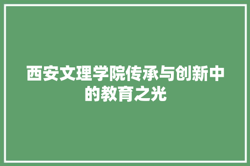 西安文理学院传承与创新中的教育之光 百度SEO