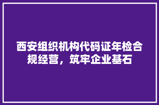 西安组织机构代码证年检合规经营，筑牢企业基石