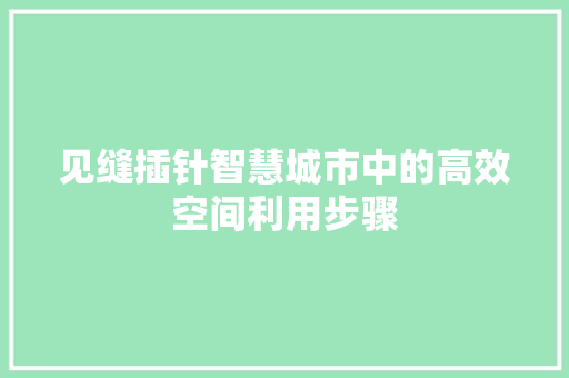 见缝插针智慧城市中的高效空间利用步骤 网站建设公司