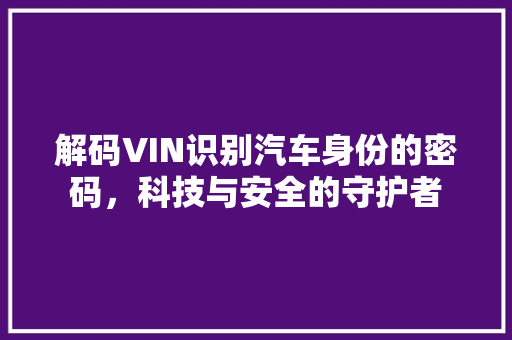 解码VIN识别汽车身份的密码，科技与安全的守护者 百度SEO