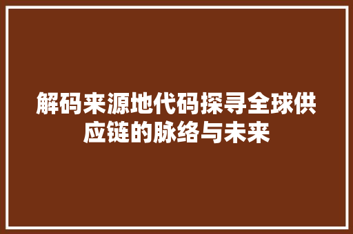 解码来源地代码探寻全球供应链的脉络与未来 网站建设公司