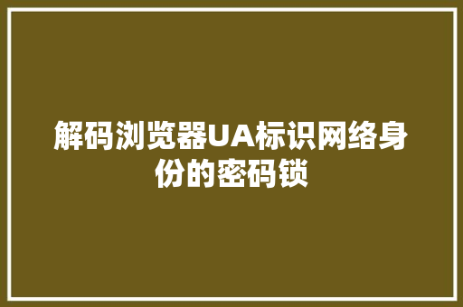 解码浏览器UA标识网络身份的密码锁 SEO关键词