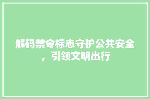 解码禁令标志守护公共安全，引领文明出行